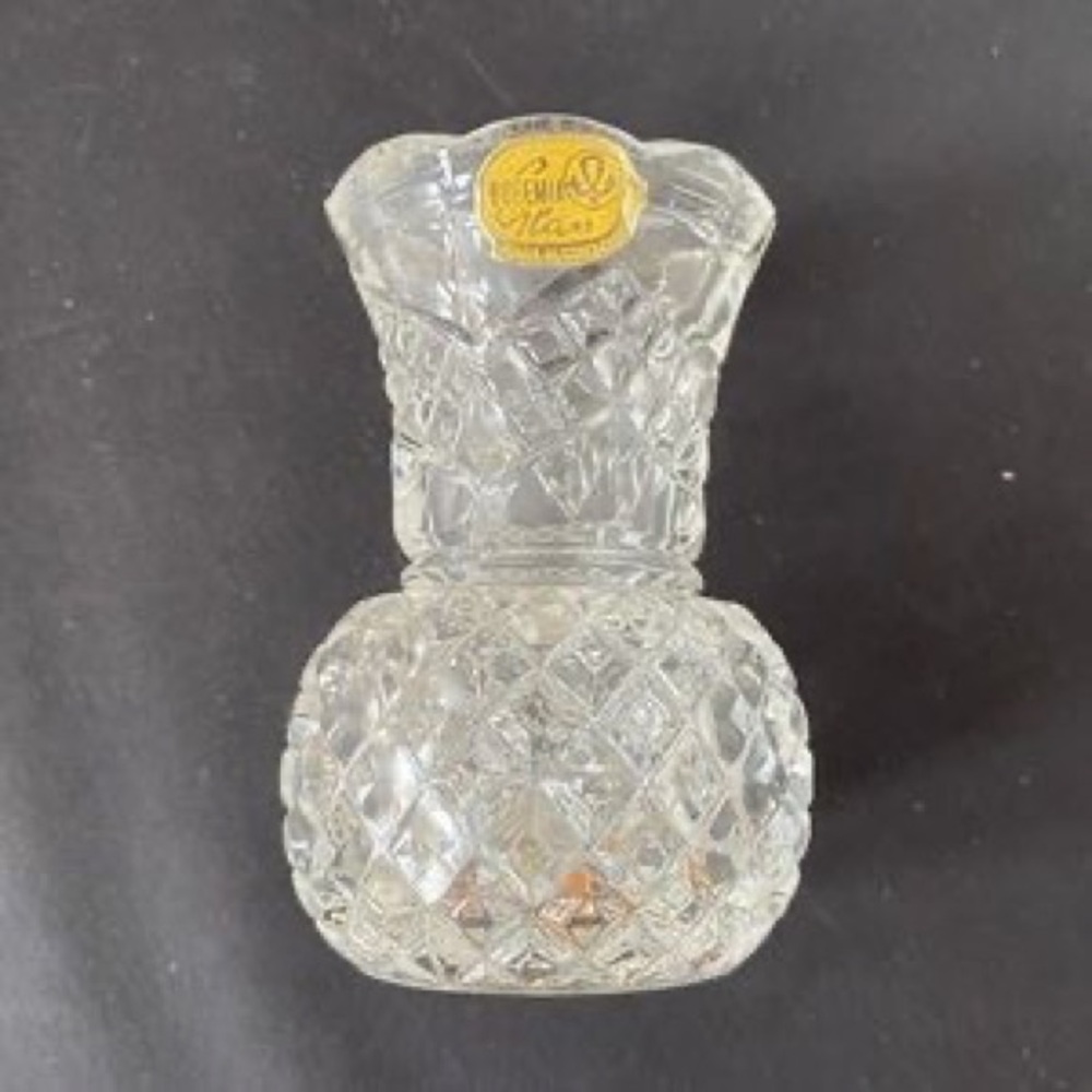 Ellery Clear Cut-Glass Faceted Bud Vase
